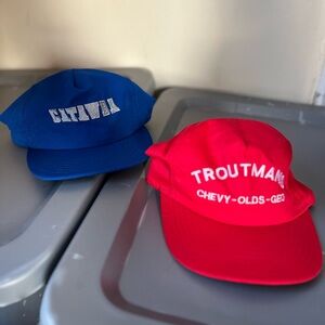 vintage 90s trucker made in usa snapback 2 pc bundle hat chevy car promo catawba